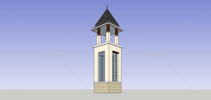 东南亚风格塔楼(82031)su模型下载