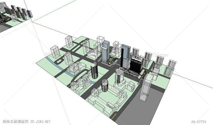 综合体城市设计-立面造型-贴图模型