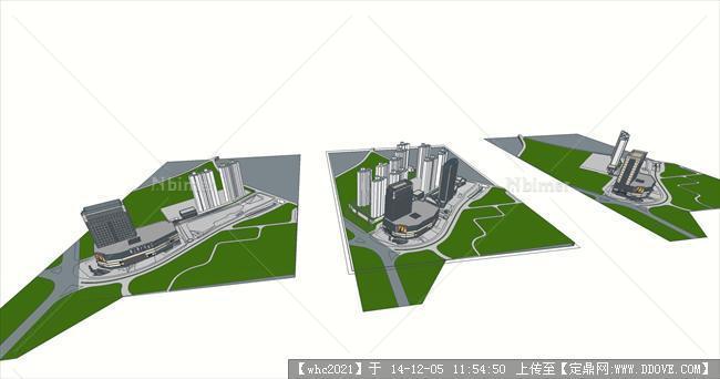三个高层酒店精致su模型