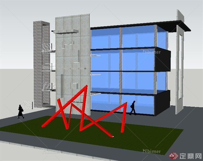 现代风格国防办公大楼建筑设计SU模型