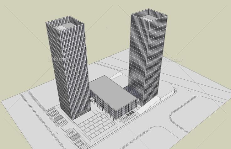 现代高层办公楼(41915)su模型下载