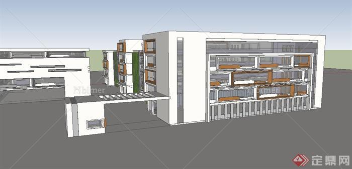 某高中教育教学建筑设计SU模型