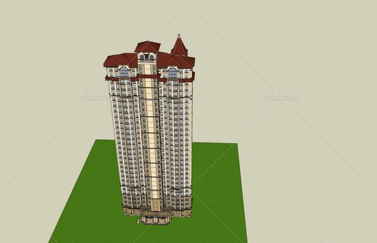 欧式高层住宅楼(46599)su模型下载