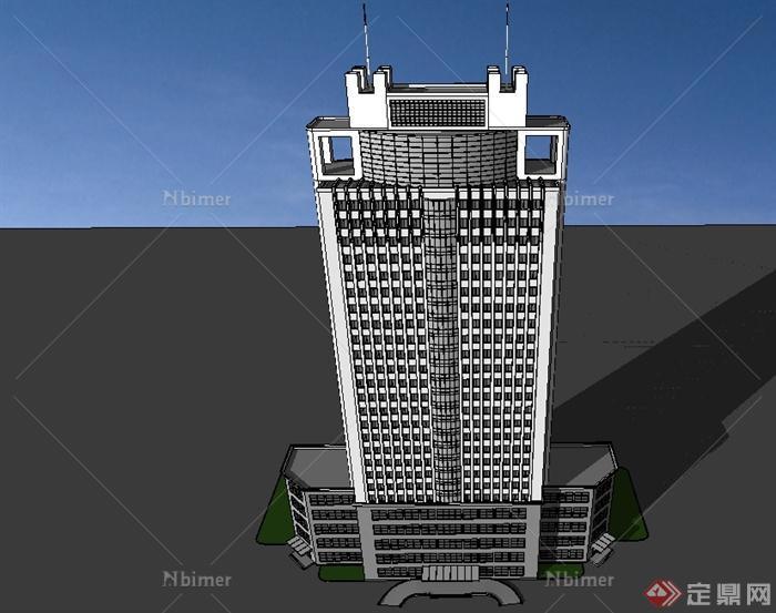 某现代风格高层无贴图办公建筑楼设计su模型[原创