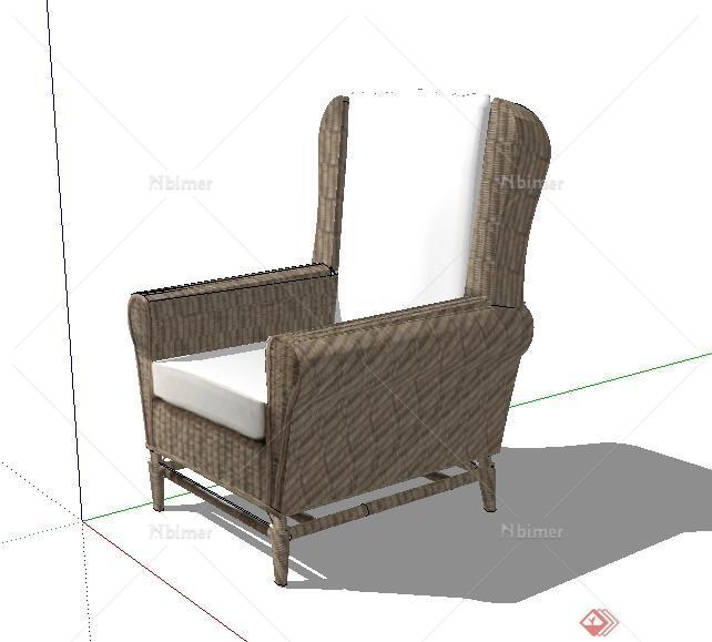 某现代藤编单座沙发SU模型