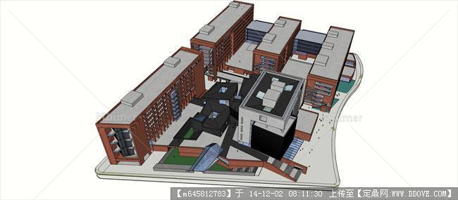 某大学新校区图书馆教学楼建筑su模型