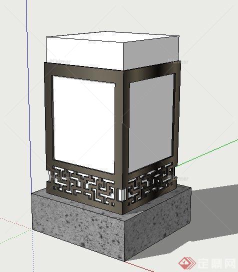 园林景观节点方形草坪灯设计SU模型[原创]