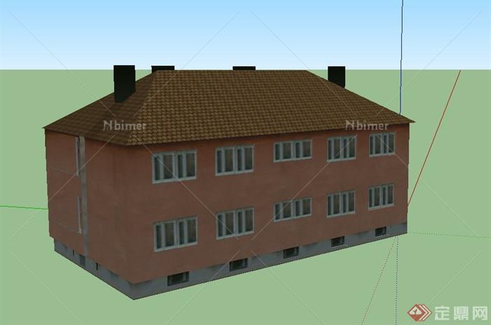 某两层瓦面居民住宅建筑设计SU模型