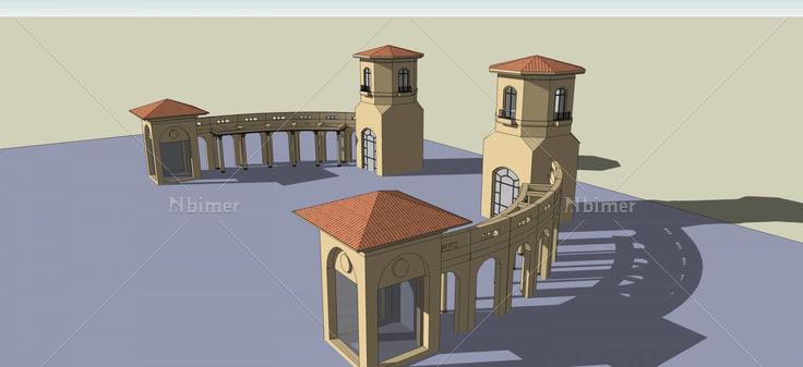 西班牙风格入口(50454)su模型下载