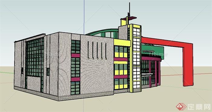 某现代独特商城建筑设计su模型