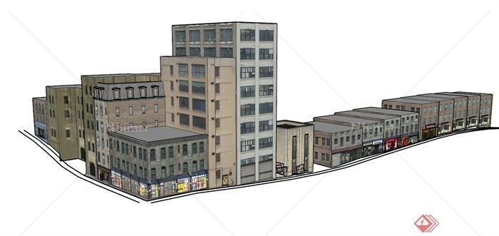 沿街商住楼建筑设计SU模型