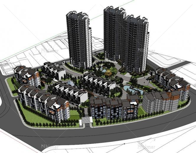 新中式住宅规划 精细化模型设计 提供SketchUp模