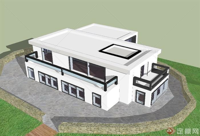 某双层别墅楼建筑设计SU模型