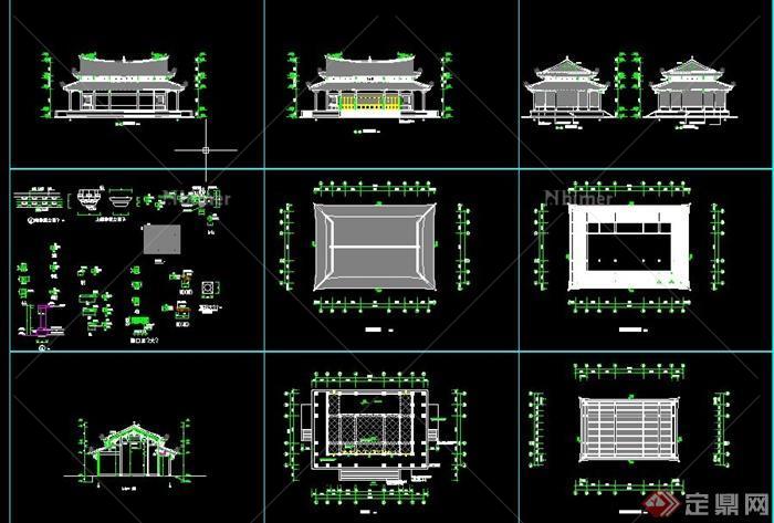 某古典中式文化阁楼建筑设计CAD方案图