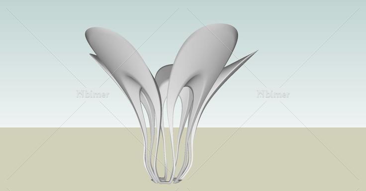 现代花雕塑精模(106466)su模型下载