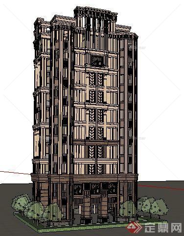 10层新古典住宅楼建筑设计su模型[原创]