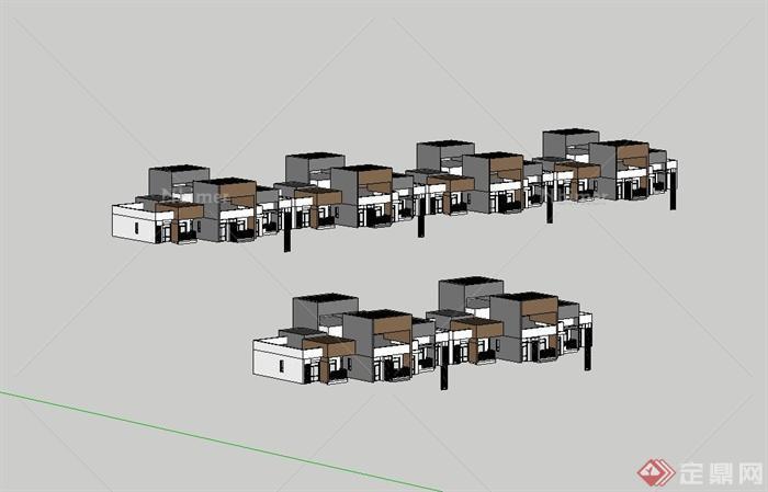 某现代风格居住区建筑设计su模型含缩略效果图[原