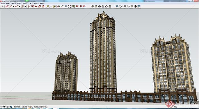 某现代商住建筑设计SU模型