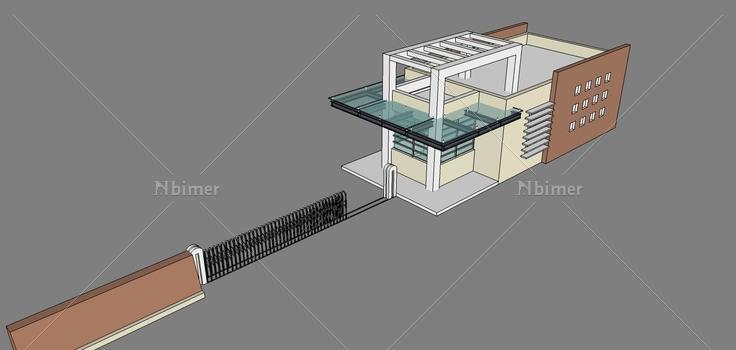 现代门卫室及入口(78869)su模型下载