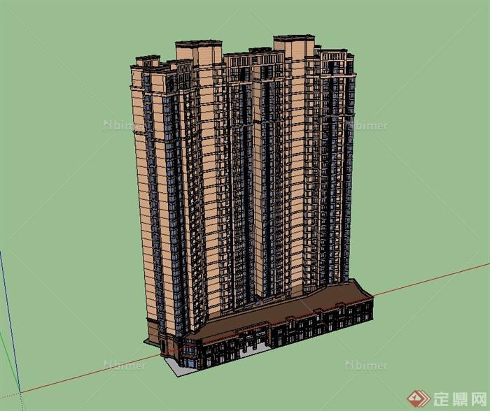 某详细新古典高层商业住宅楼设计su模型[原创]