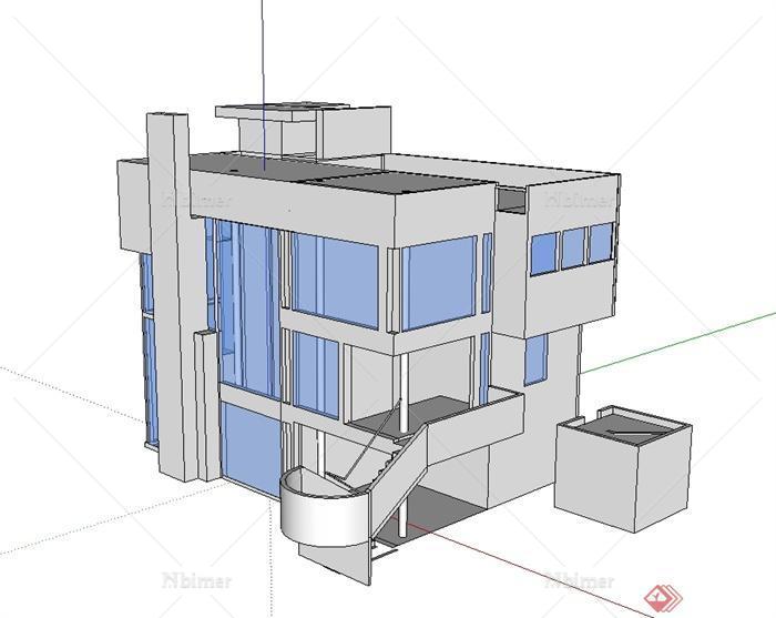 现代简单的住宅楼设计SU模型[原创]