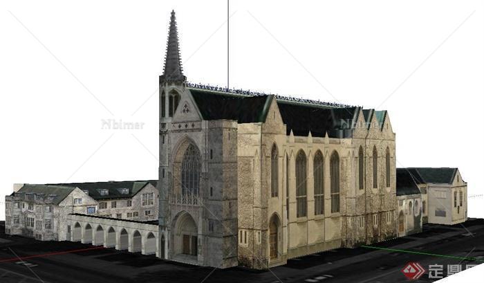 英式大教堂建筑设计SU模型