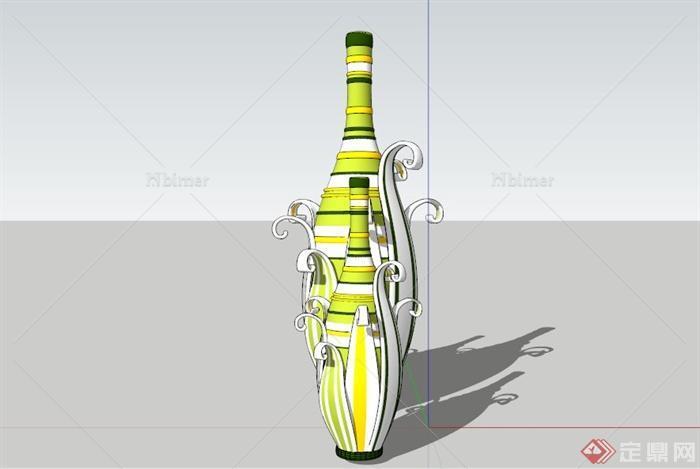 玉米状瓶子雕塑组合SU模型