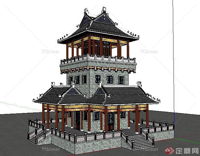 某地中式旅游景区古建设计SU模型