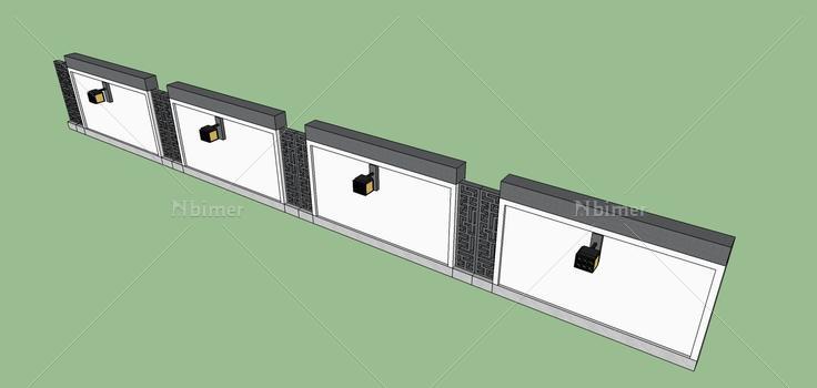 建筑构件-围墙(78763)su模型下载