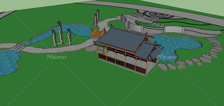 中式风格小景观(78753)su模型下载