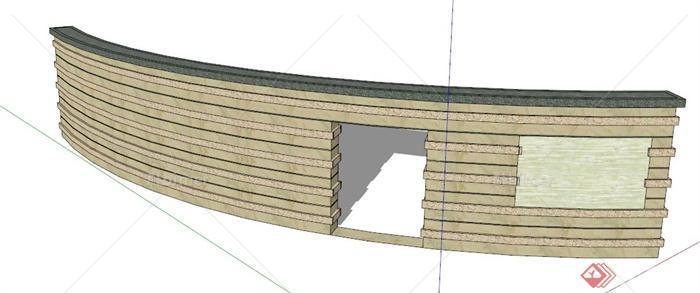 弧形景墙设计SU模型