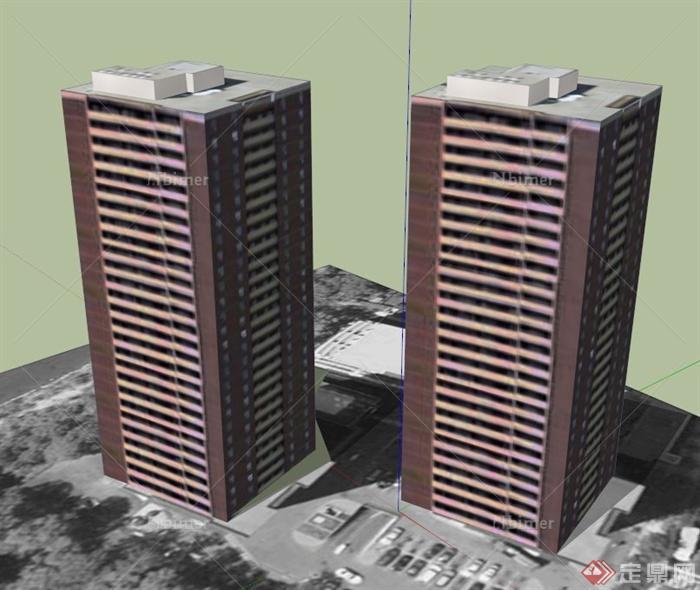某两栋高层办公楼建筑设计SU模型