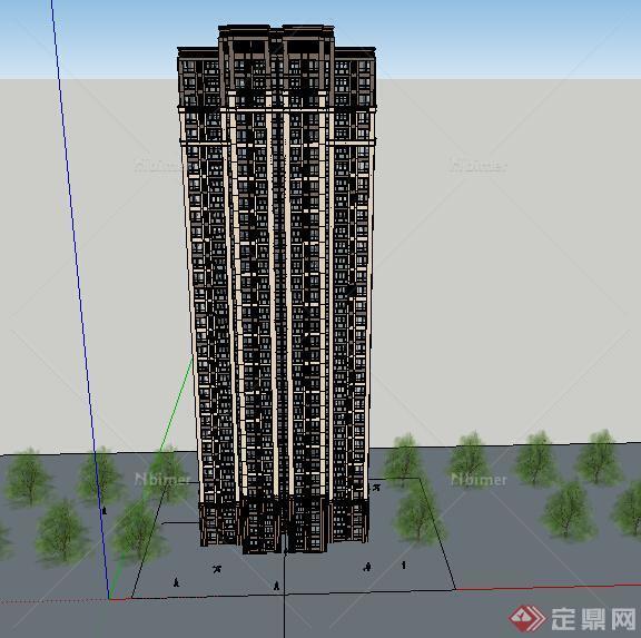 某地一现代风格高层住宅建筑SU模型