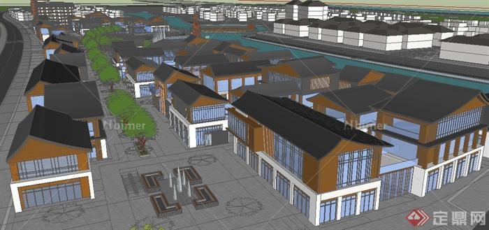 某滨水商业区建筑规划设计SU模型