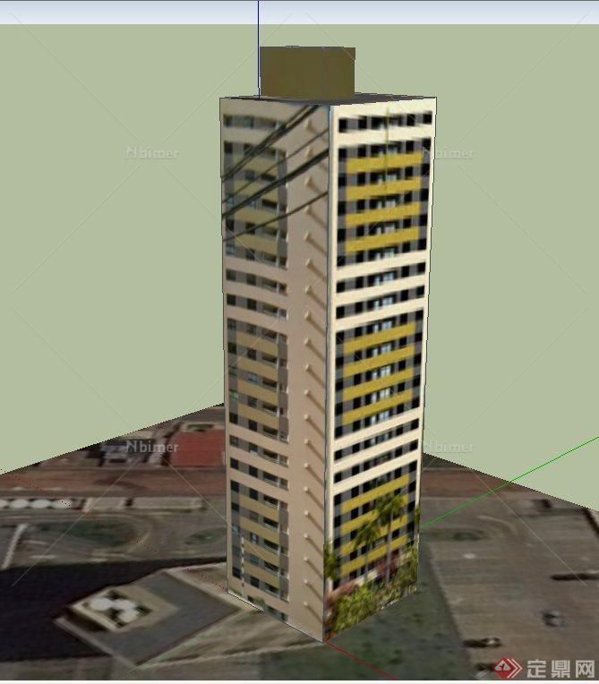 某现代高层住宅楼建筑设计SU模型2