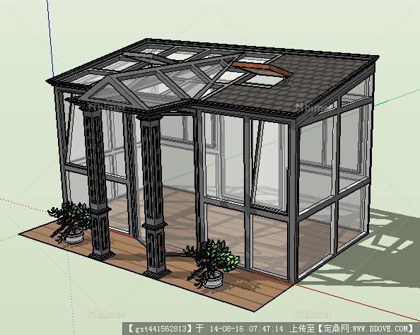 阳光房玻璃房景观设计方案su模型