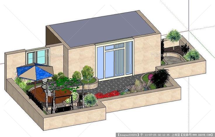 某屋顶花园鸟瞰SU模型