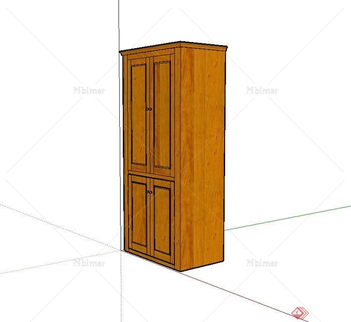 某现代中式风格全木质家具柜子设计su模型[原创]