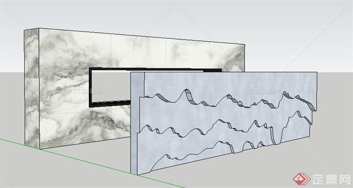 四款现代简约景墙设计su模型