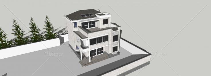 自己家里准备做的一栋仿新中式小别墅SketchUp模