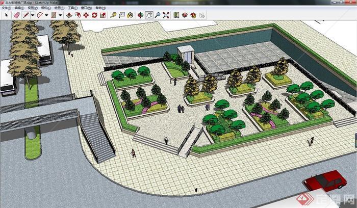 北大街地铁广场景观设计SU模型