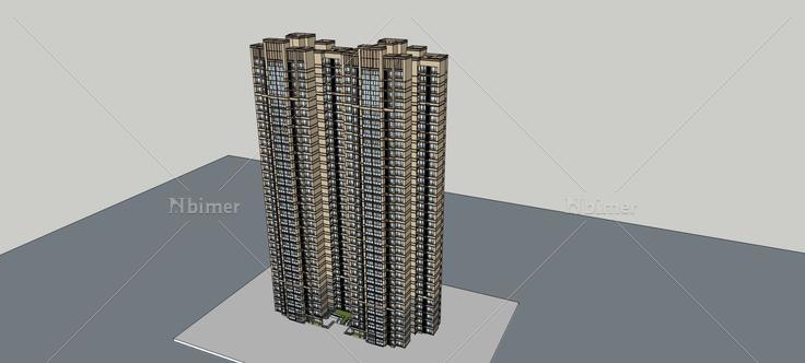 简欧风格高层住宅楼(75736)su模型下载