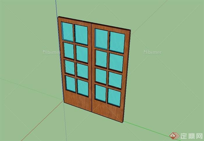 某现代风格木质玻璃门设计su模型[原创]