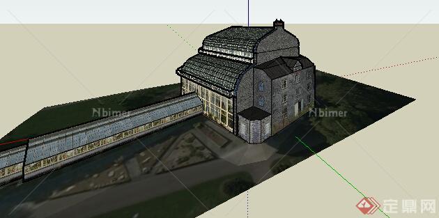 某欧式植物展览馆建筑设计su模型