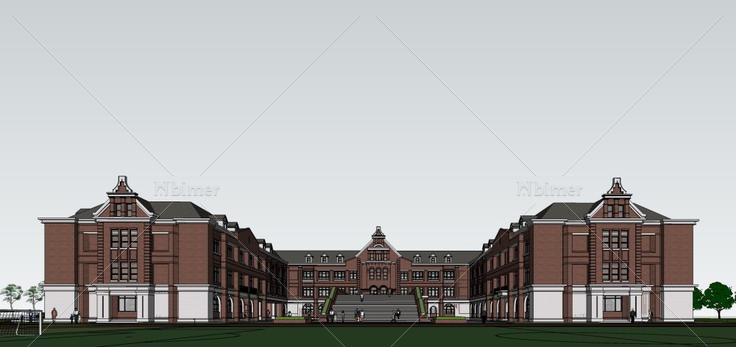 小学校园，现代主义风格，3层