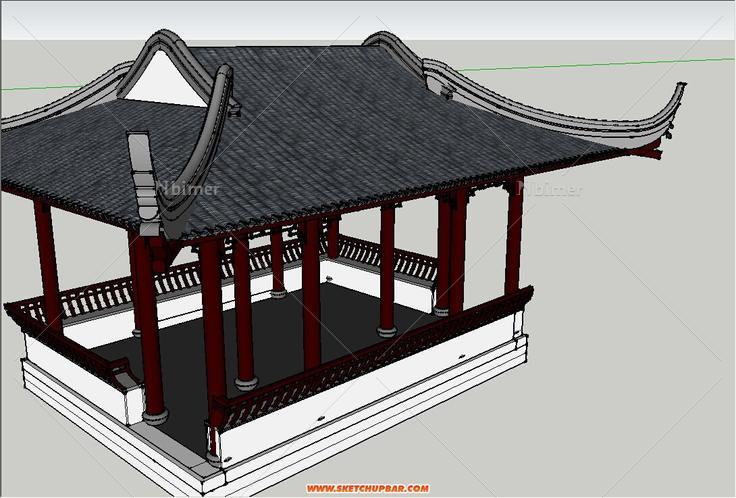 中式建筑歇山水榭，新人报道求指教