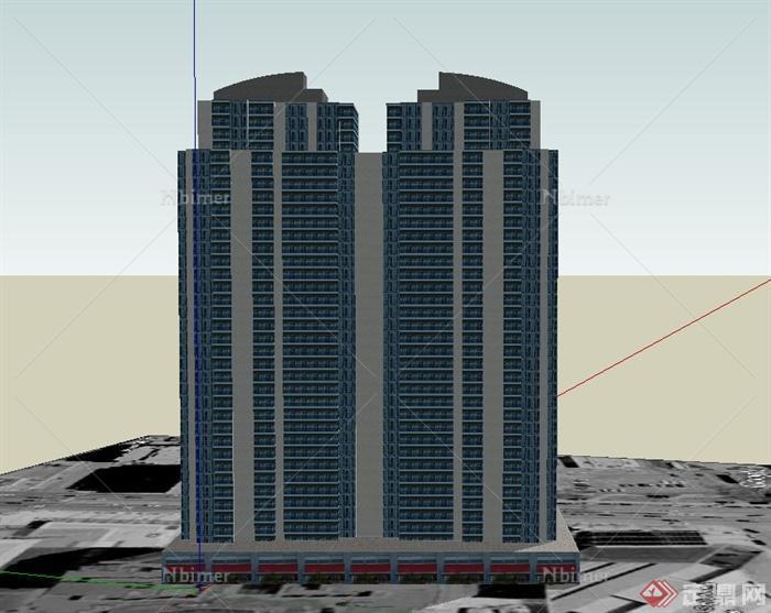 现代某高层联排住宅建筑设计SU模型