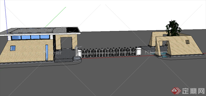 某现代风格园林景观大门设计SU模型素材31
