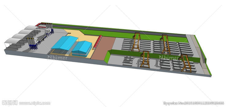 高速公路拌和站梁场SU模型图片