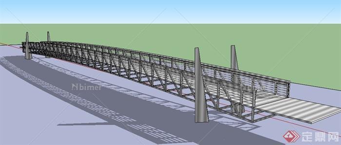现代钢结构桥梁设计su模型原创